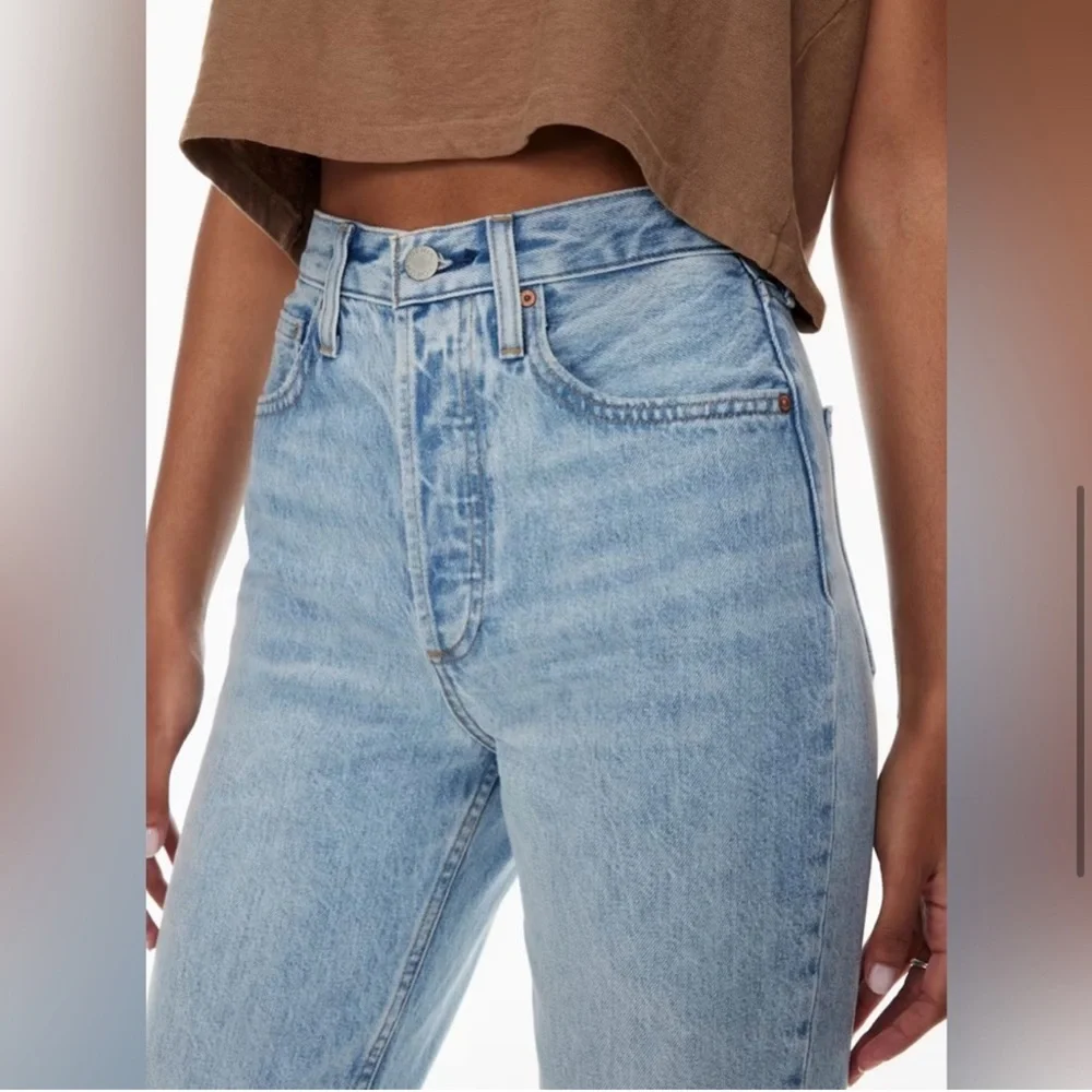 Denim Forum Light Blue High-Rise Wide Leg Jeans - Picture 2 of 12